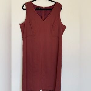 Lafayette 148 New York Brick Sheath V-Neck Midi Dress